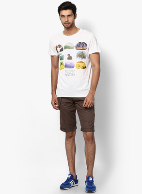 

Jack & Jones Printed Men's Round Neck White T-Shirt, Cloud dancer