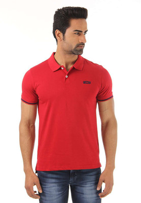 

Flying Machine Solid Men' Polo Neck Red T-Shirt, Tango red
