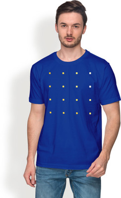 

Foyld Graphic Print Men's Round Neck Blue, Gold T-Shirt