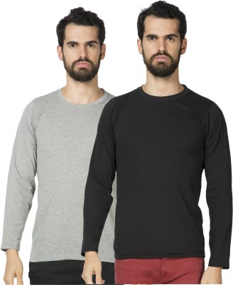 

Alan Jones Solid Men's Round Neck Grey, Black T-Shirt(Pack of 2, Black;milange