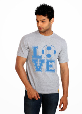 

Campus Sutra Printed Men Round Neck Grey T-Shirt