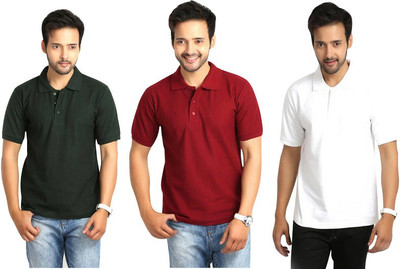 

Keepsake Solid Men's Polo Neck Multicolor T-Shirt(Pack of 3), L white