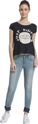 

Only Graphic Print Women's Round Neck Black T-Shirt