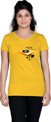 

Tantra Graphic Print Women's Round Neck Yellow T-Shirt