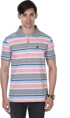 

Cotton County Premium Striped Men's Flap Collar Neck Grey T-Shirt