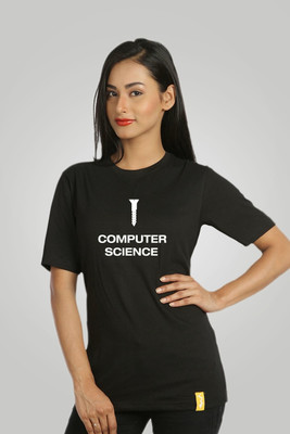 

Campus Sutra Printed Women' Round Neck Black T-Shirt