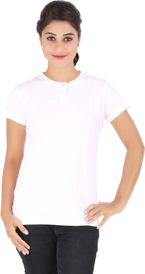 

Ap'pulse Solid Women' Henley White T-Shirt