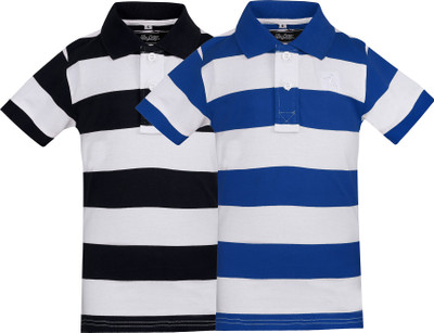 

The Cotton Company Boys Printed T Shirt(Multicolor, Pack of 2, Black and royalblue