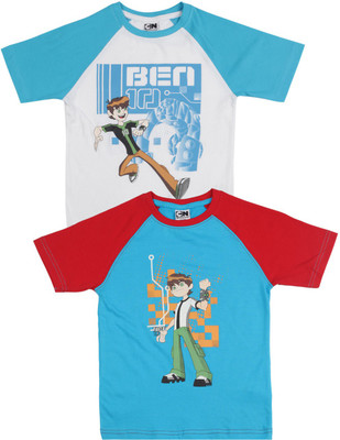 

Ben 10 Boys Printed T Shirt(Pack of 2, T.blue/red_r.blue
