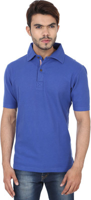 

Reevolution Solid Men' Polo Neck Blue T-Shirt, Dark blue