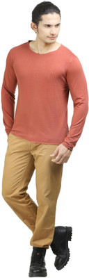 

Oviyon Solid Men's Boat Neck Maroon T-Shirt, Marsala