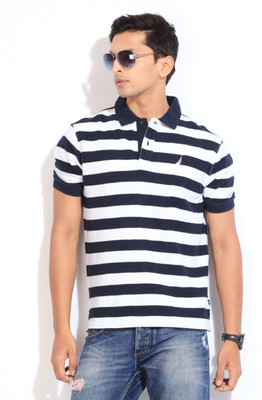 

Nautica Striped Men' Polo Neck White, Dark Blue T-Shirt, 1bw