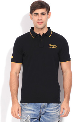 

Wrangler Printed Men's Polo Neck Black T-Shirt