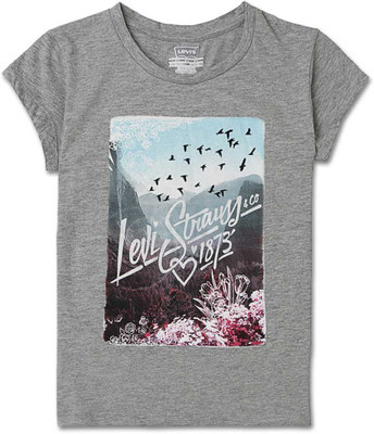

Levi's Girls Graphic Print T Shirt(Grey, Grey heather-07