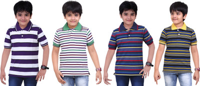 

Dongli Boys Striped T Shirt(Multicolor, Pack of 4), Combo color