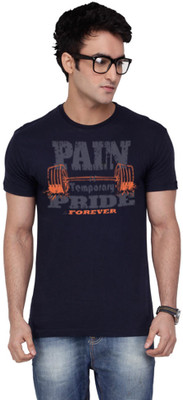 

Inkovy Graphic Print Men's Round Neck Dark Blue T-Shirt, Navy