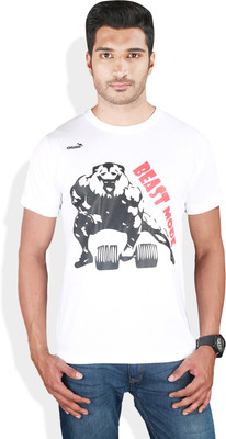 

Kingaroo Printed Men' Round Neck White T-Shirt