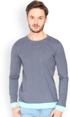 

Campus Sutra Solid Men Round Neck Blue T-Shirt, Blue melange
