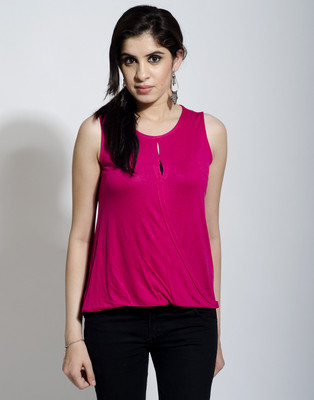 

Amadore Solid Women's Fashion Neck Pink T-Shirt