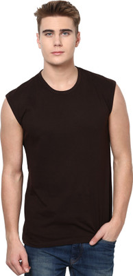 

Izinc Solid Men' Round Neck Brown T-Shirt