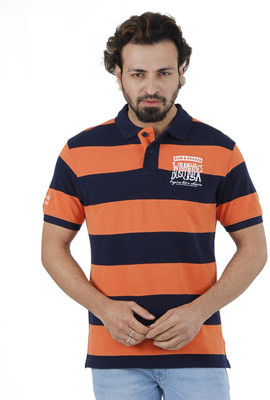 

Wrangler Striped Men' Polo Neck Orange T-Shirt