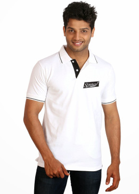 

Campus Sutra Solid Men Polo Neck White T-Shirt