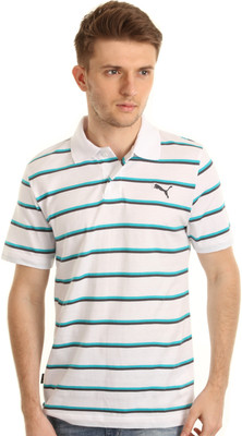 

Puma Striped Men' Polo Neck White T-Shirt
