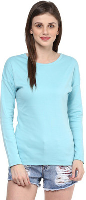 

Hypernation Solid Women' Round Neck Light Blue T-Shirt, Turquoise