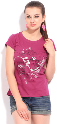 

People Printed Women' Round Neck Pink T-Shirt