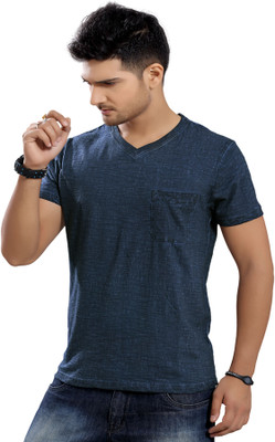 

Stephen Armor Solid Men's V-neck Dark Blue T-Shirt