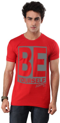 

Inkovy Graphic Print Men' Round Neck Red T-Shirt