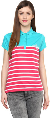

Ajile by Pantaloons Striped Women's Polo Neck Blue T-Shirt, Turquoise