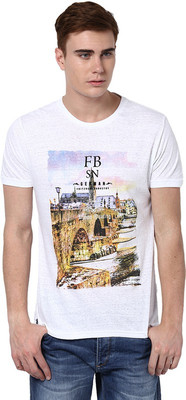 

Fritzberg Printed Men' Round Neck White T-Shirt