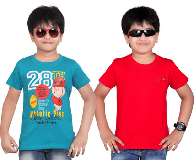 

Dongli Boys Solid T Shirt(Blue, Pack of 2)