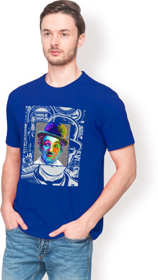 

Nikolas Graphic Print Men's Round Neck Blue T-Shirt