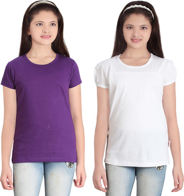 

FabTag - Sini Mini Girls Solid T Shirt(Multicolor