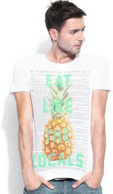 

United Colors of Benetton. Graphic Print Men's Round Neck White T-Shirt, 101