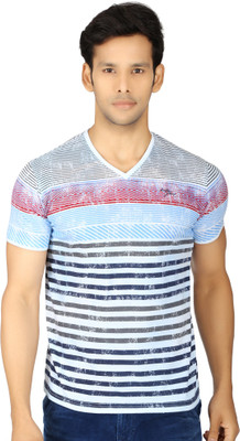 

Killer Striped Men' V-neck Multicolor T-Shirt, Red