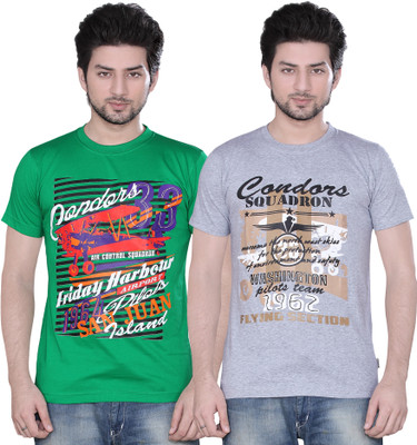 

Zebu Printed Men's Round Neck Multicolor T-Shirt(Pack of 2)