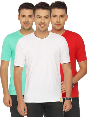 

Campus Sutra Solid Men Round Neck Red, White, Green T-Shirt(Pack of 3)