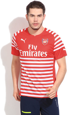 

Puma Striped Men's Round Neck White, Red T-Shirt, High risk red-white