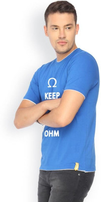 

Campus Sutra Printed Men Round Neck Blue T-Shirt, Royal blue
