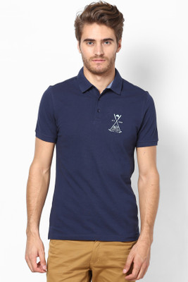 

Srota Solid Men's Polo Neck Dark Blue T-Shirt