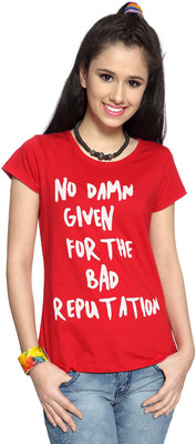 

People Printed Women's Round Neck Red T-Shirt
