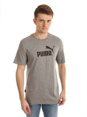 

Puma Graphic Print Men' Round Neck Grey T-Shirt, Med grey heathe