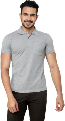 

Cotton County Premium Solid Men's Flap Collar Neck Grey T-Shirt, Light grey