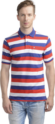 

WRIG Striped Men's Polo Neck Red T-Shirt