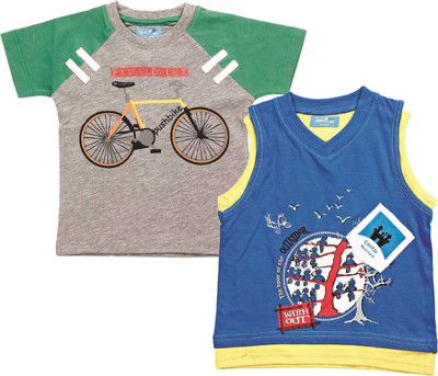 

JusCubs Boys Embroidered T Shirt(Multicolor, Pack of 2, Multi colour