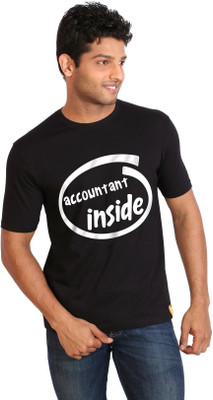 

Campus Sutra Printed Men Round Neck Black T-Shirt