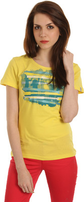 

Puma Graphic Print Women' Round Neck Yellow T-Shirt, Aurora